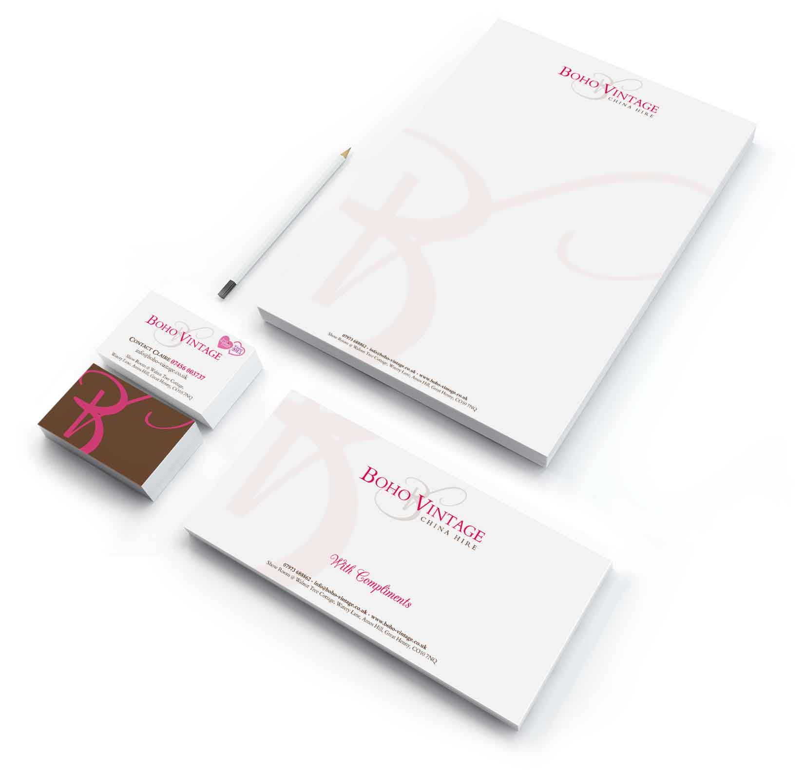 Boho Vintage stationery and business card design