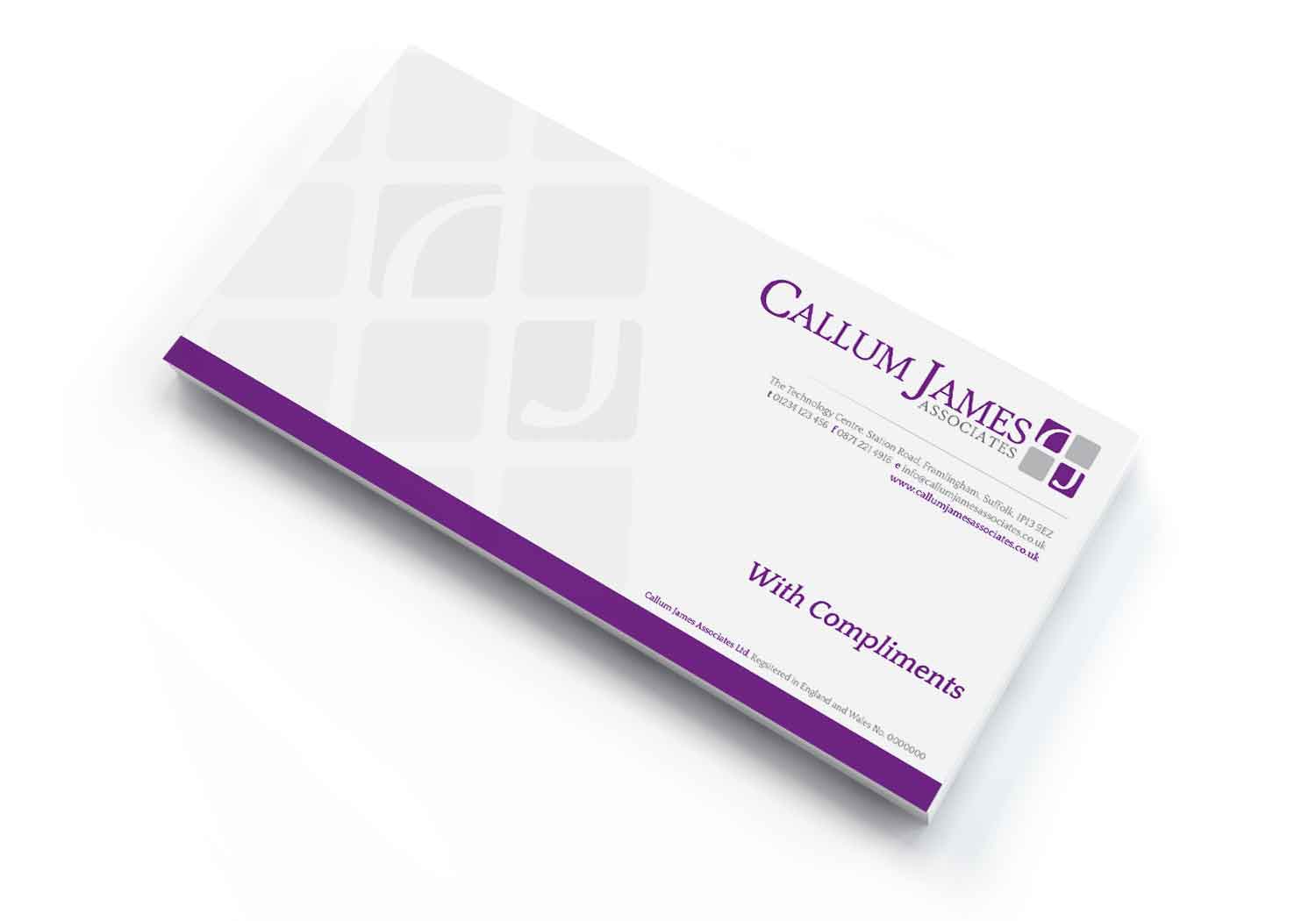 Callum James Associates compliments slips