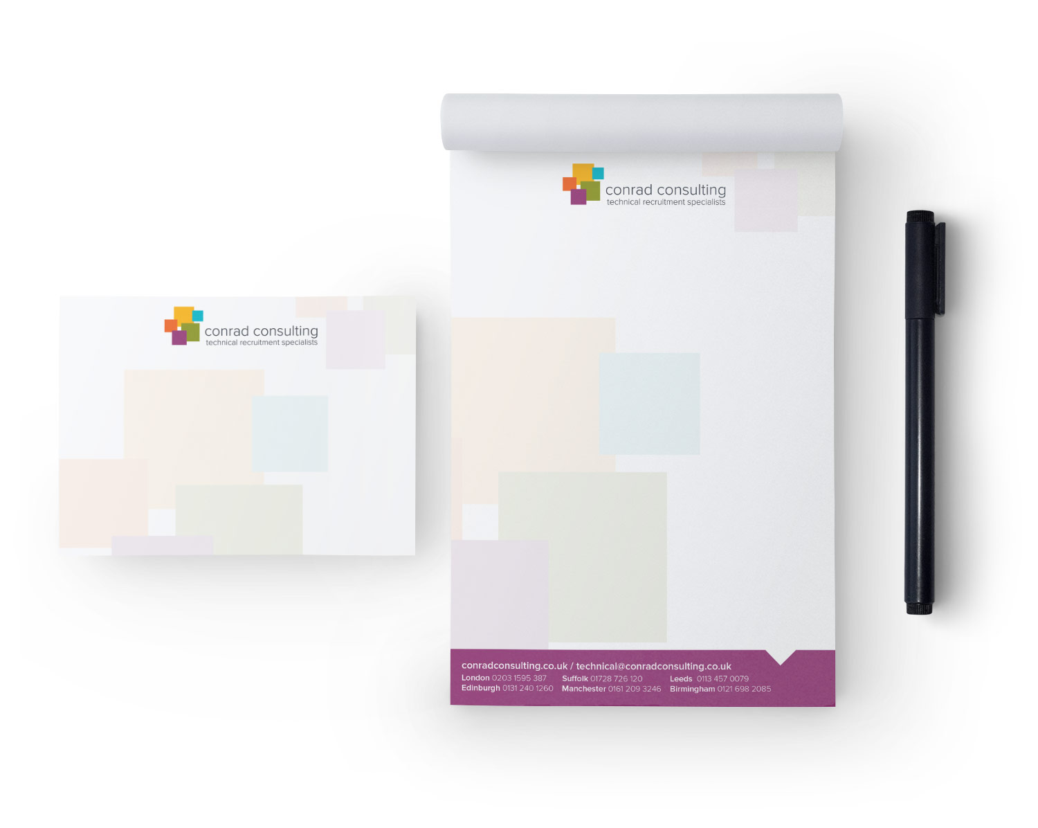 Conrad Consulting notepad & sticky pad design