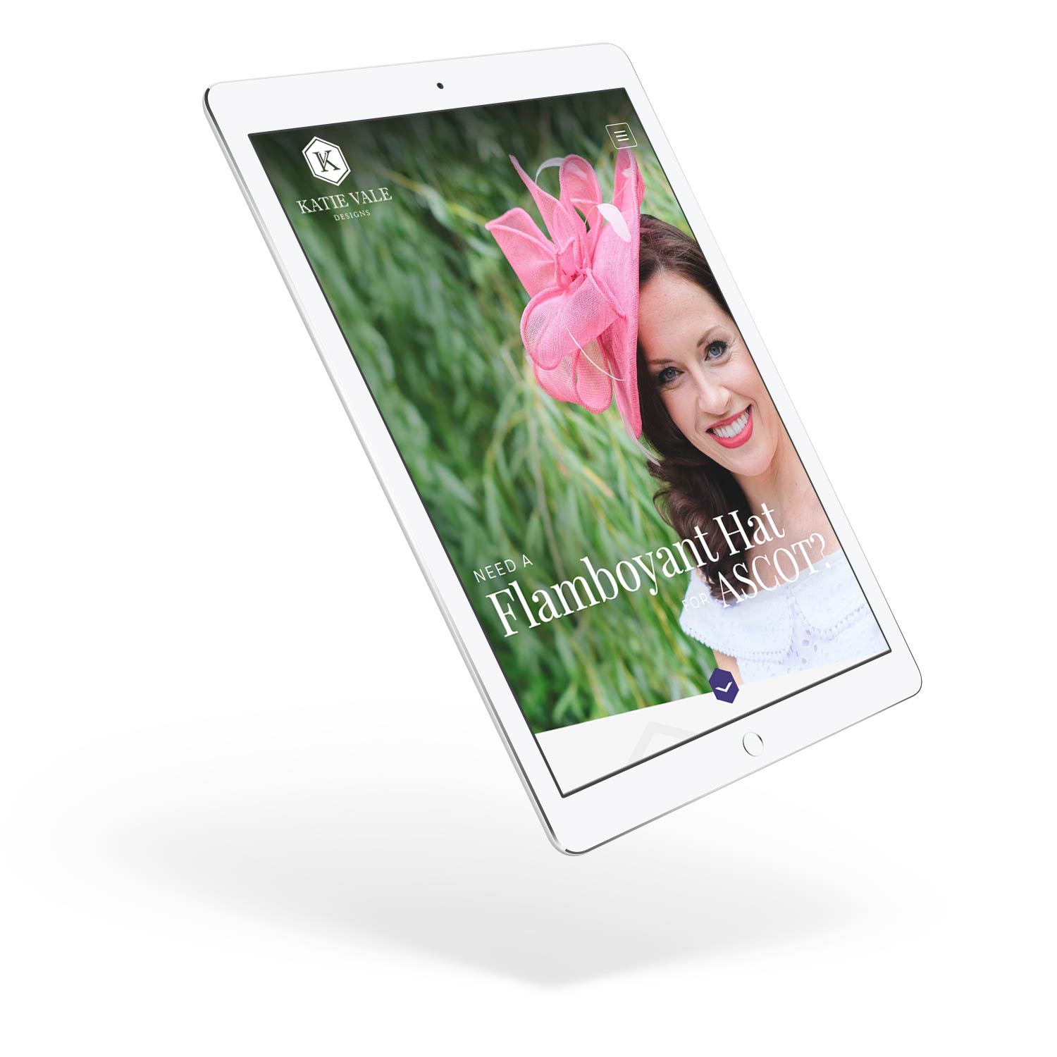 Responsive website design for Katie Vale Designs - iPad view