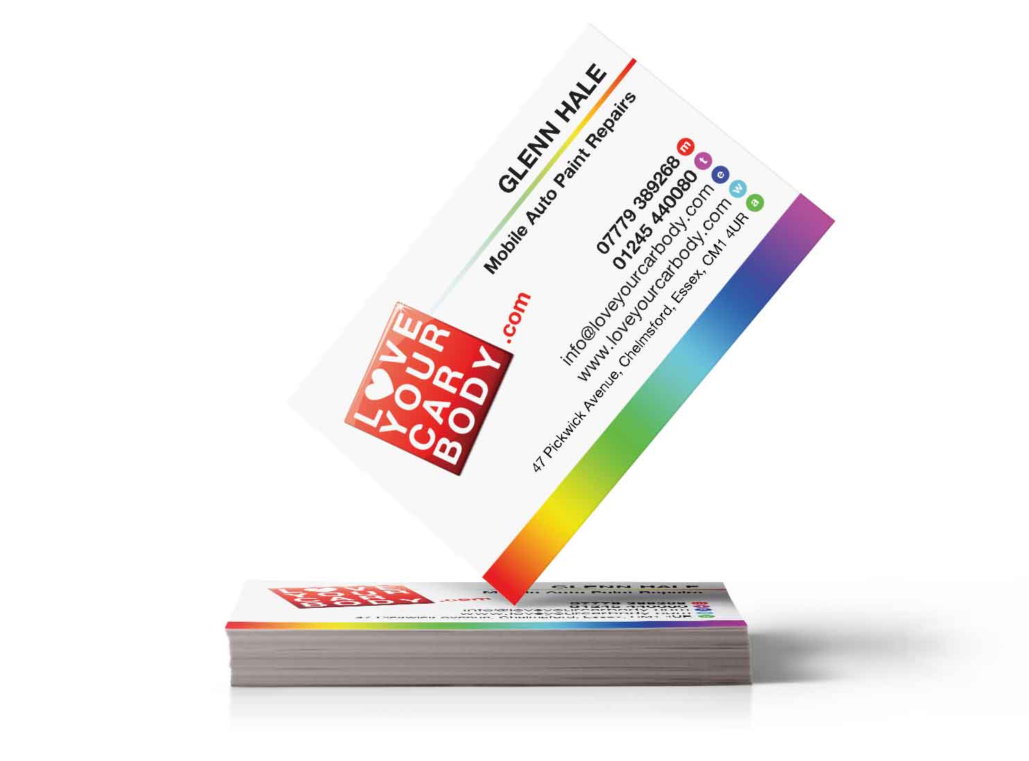 LoveYourCarBody.com business card design