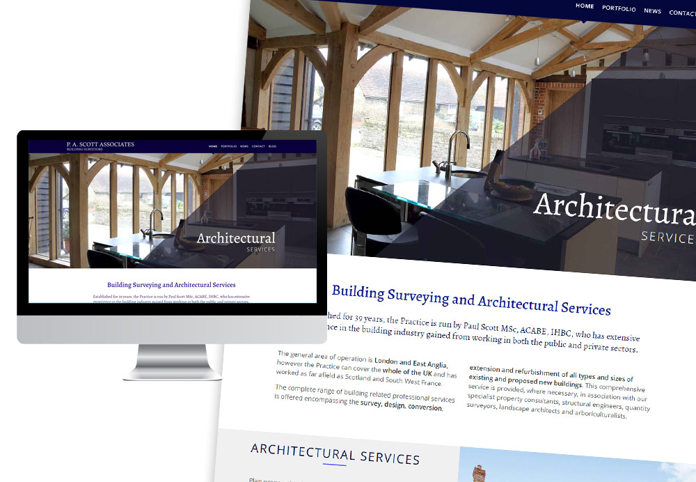 Bespoke website design for P A Scott Associates